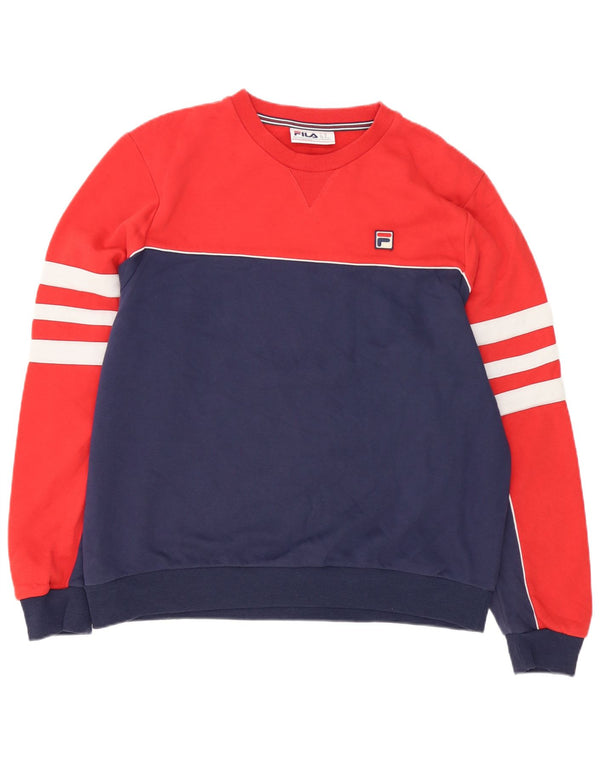 Fila Herre Sweatshirt Jumper XL Rød Colourblock Bomuld