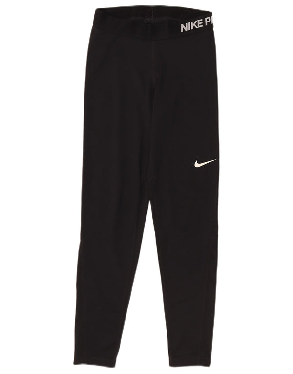 Nike Dame Dri Fit Grafiske Leggings UK 12 Medium Sort Polyester