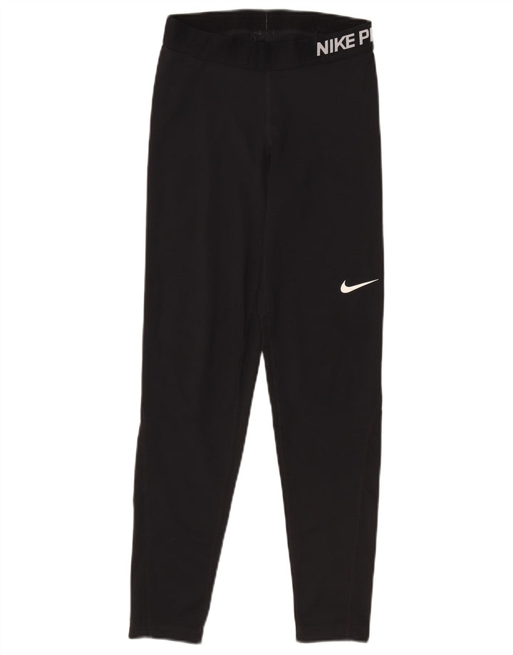Nike Dame Dri Fit Grafiske Leggings UK 12 Medium Sort Polyester