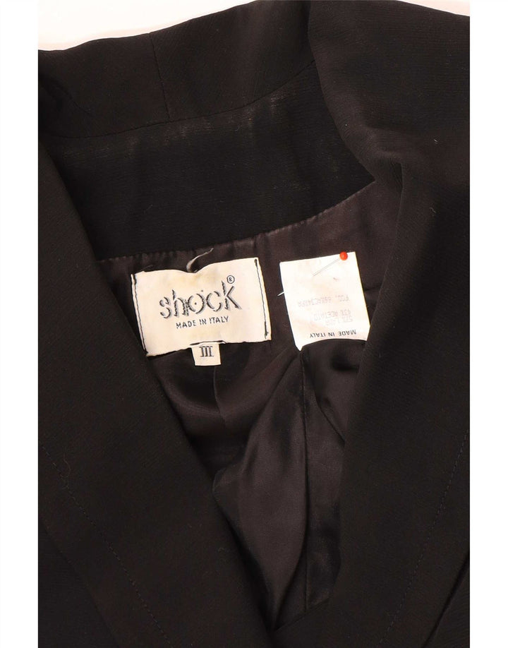 Vintage Dame Dobbeltradet Blazer Jacket UK 14 Medium Sort Uld