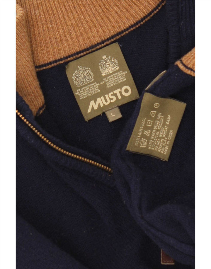 Musto Herre Zip Neck Jumper Sweater Stor Marineblå Lammeuld