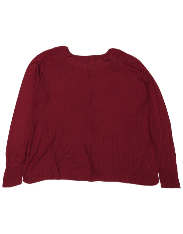 Zara Dame Boat Neck Jumper Sweater UK 18 XL Burgundy Viscose