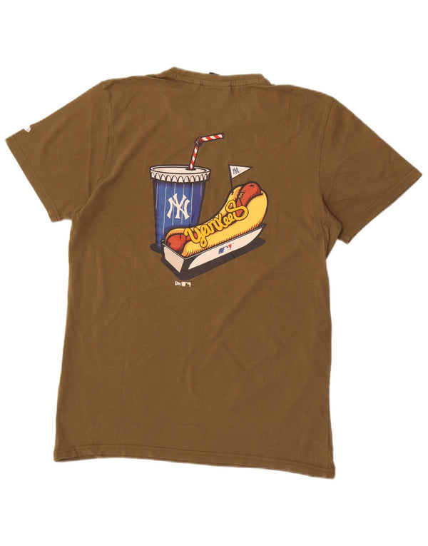 New Era Herre New York Yankees Grafisk T-Shirt Top Medium Khaki Bomuld