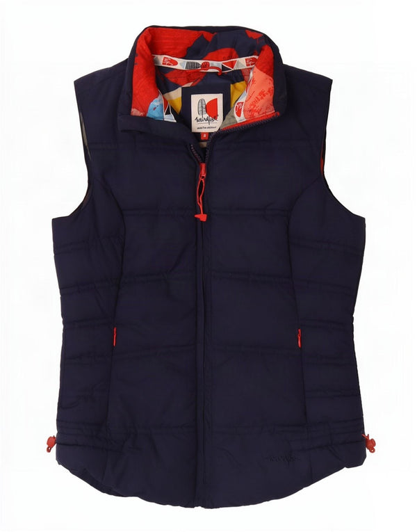 Weird Fish Womens Polstret Gilet UK 8 Small Navy Blue Polyester