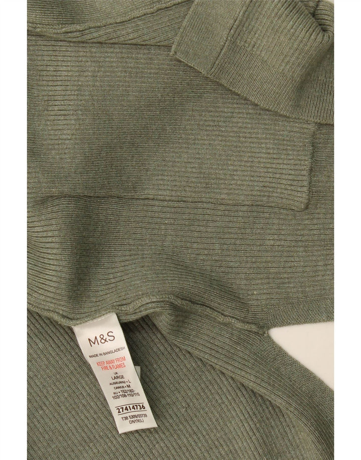 Marks & Spencer Dame Oversized Open Cardigan Sweater UK 16 Large Khaki