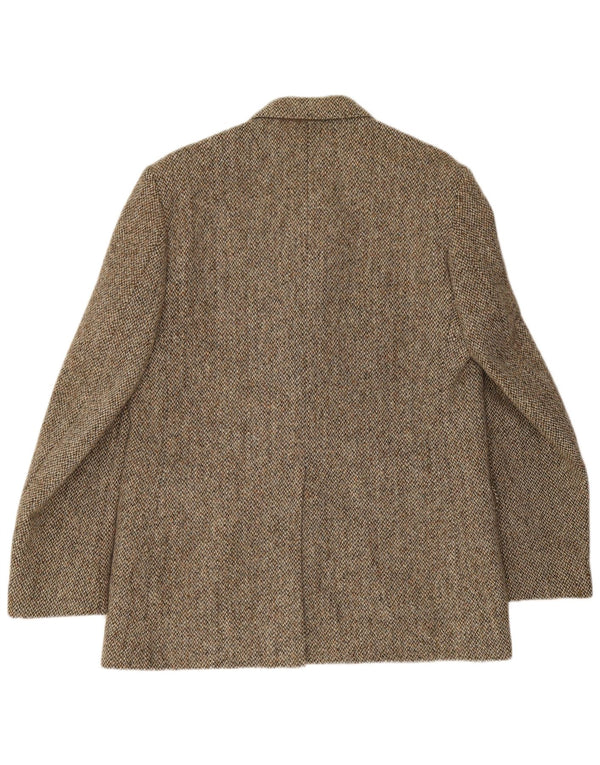 Harris Tweed Mens 3 Button Blazer Jacket UK 38 Medium Green Herringbone