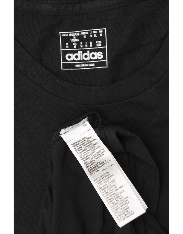 Adidas Herre T-Shirt Top Medium Sort Bomuld