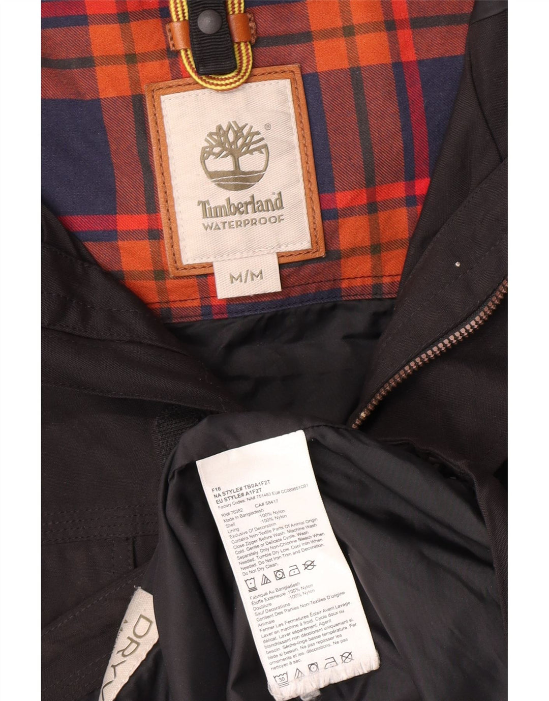 Timberland Herre Hooded Windbreaker Jacket UK 38 Medium Sort Nylon