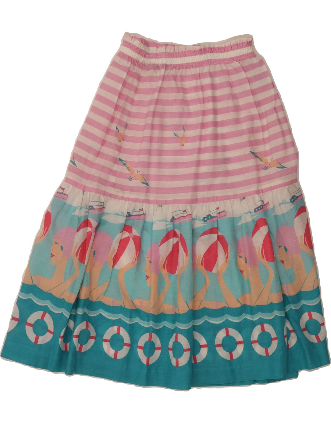 VINTAGE Girls Abstract Pattern A-Line Skirt 6-7 Years W22  Pink Vintage Vintage and Second-Hand Vintage from Messina Hembry 