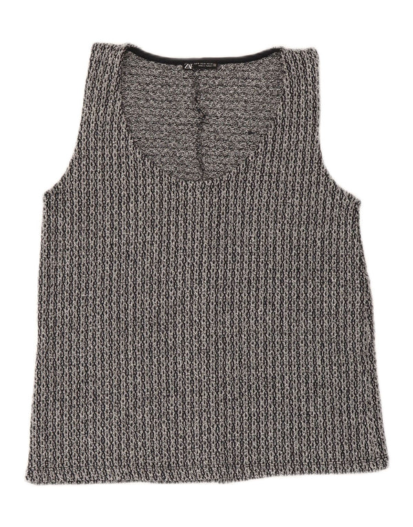 Zara Damevest Top UK 12 Medium Grå Polyester