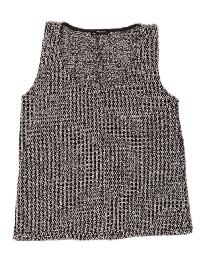 Zara Damevest Top UK 12 Medium Grå Polyester