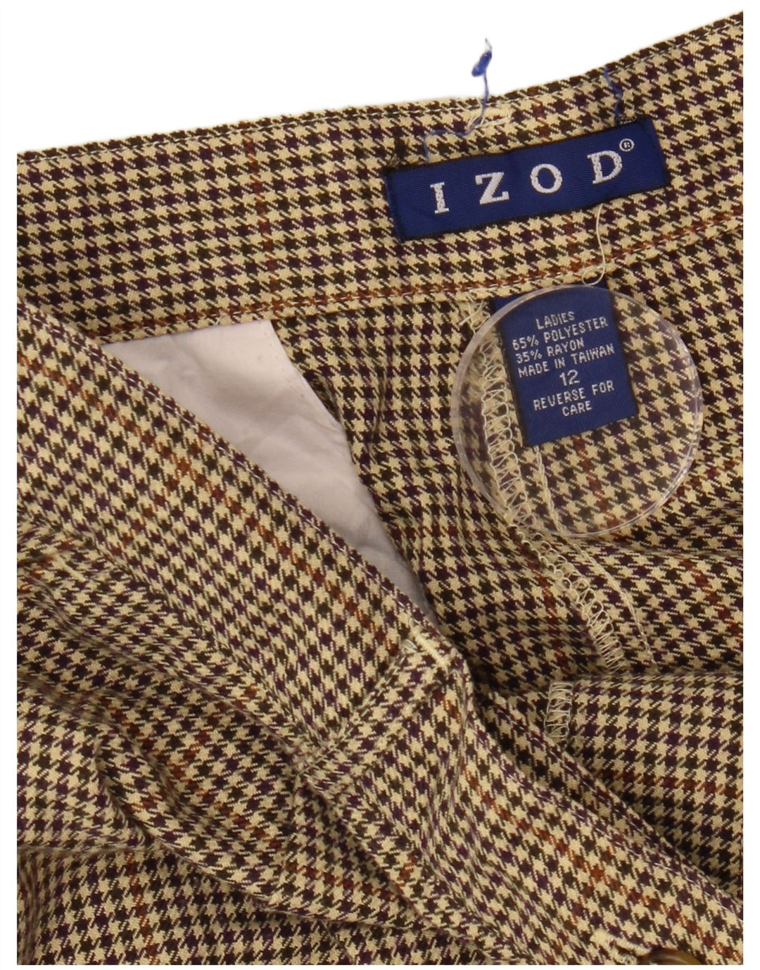Izod Dame Loose Fit Casual Bukser US 12 Large W30 L28 Beige Polyester