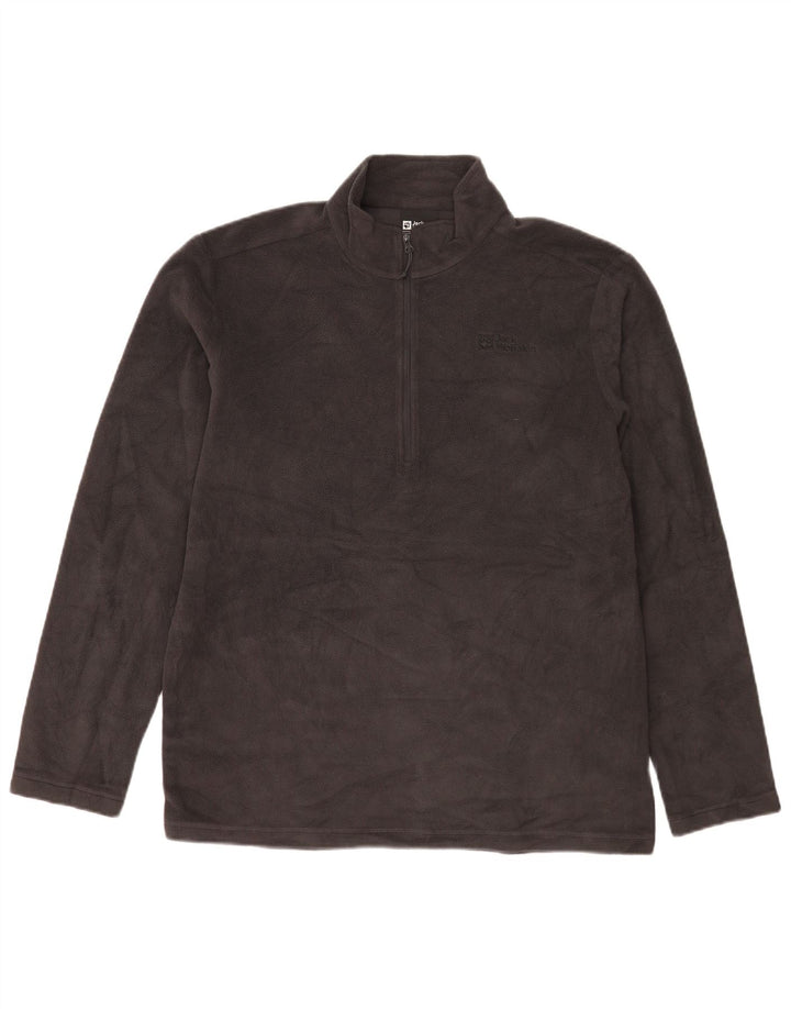 Jack Wolfskin Herre lynlås hals Fleece Jumper UK 42 Stor grå polyester