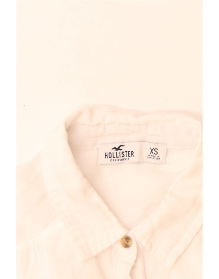 Hollister Dame Pullover Shirt UK 6 XS Hvid Bomuld