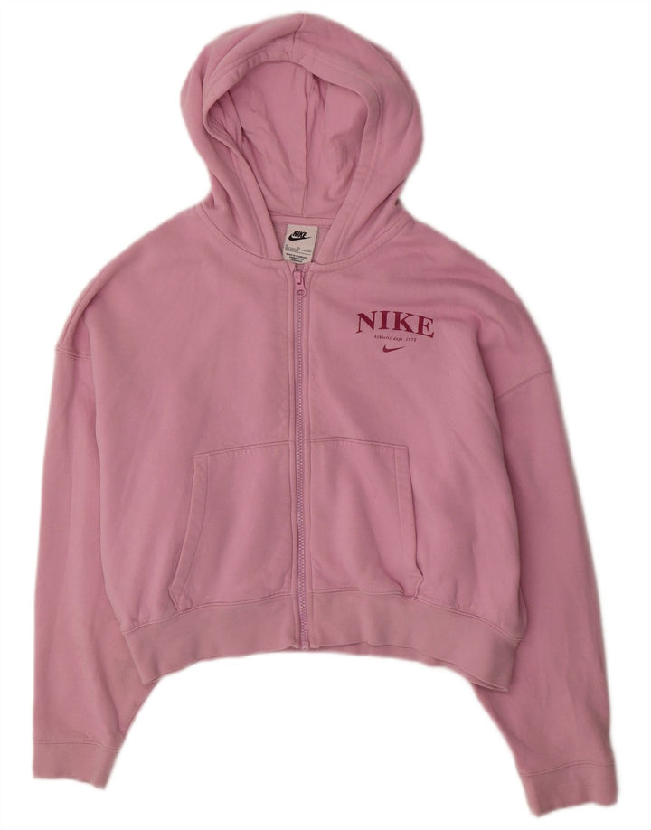 NIKE Piger Oversized Crop Grafisk hættetrøje med lynlås 13-14 år XL Pink