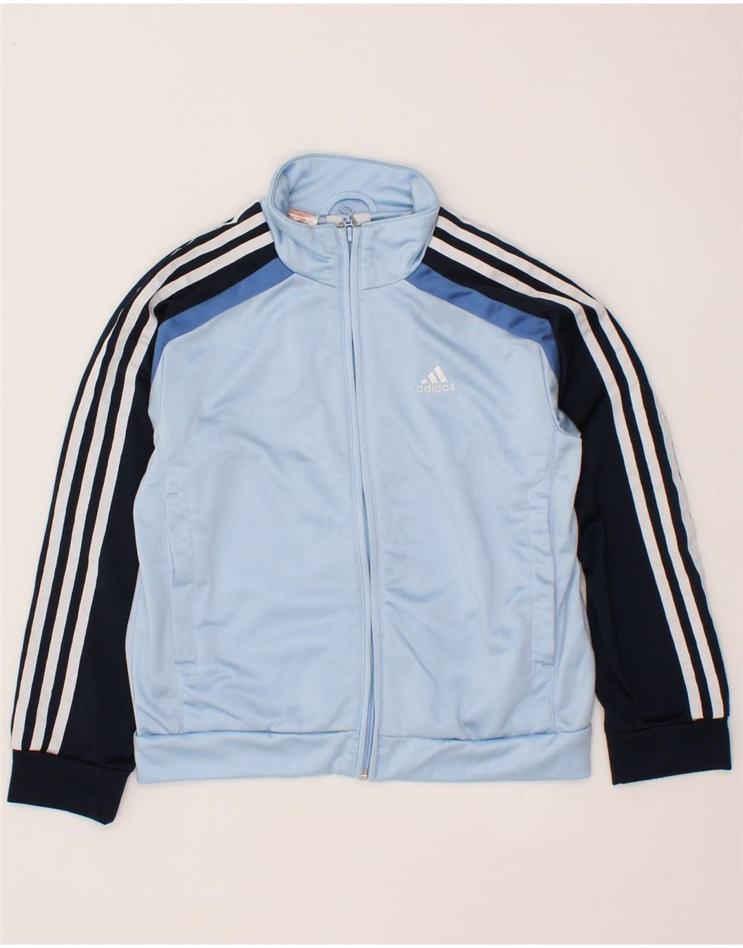 ADIDAS Boys Tracksuit Top Jacket 9-10 Years Blue Colourblock Polyester Vintage Adidas and Second-Hand Adidas from Messina Hembry 