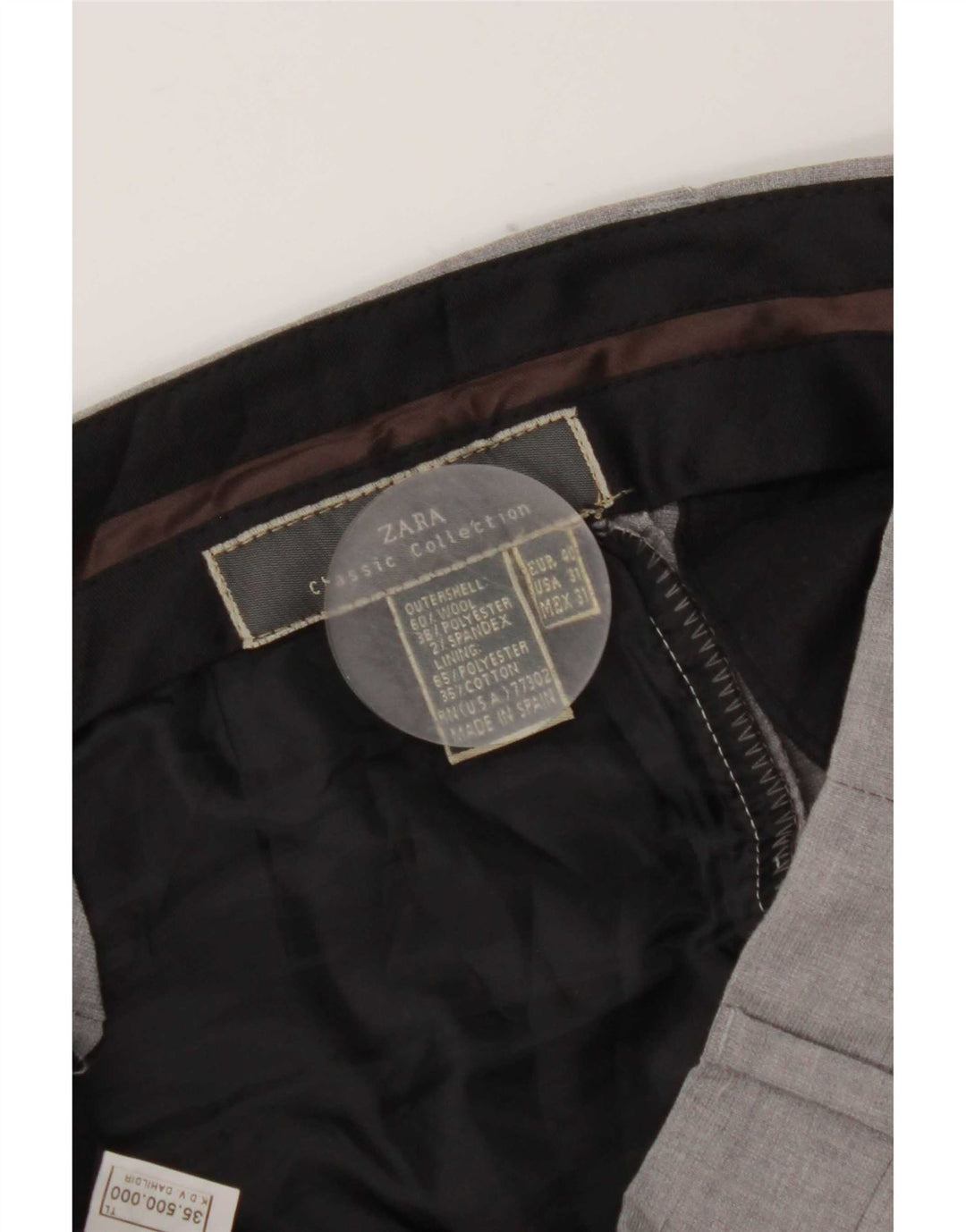 Zara Herre Lige jakkesæt EU 40 Medium W31 L31 Grå Uld