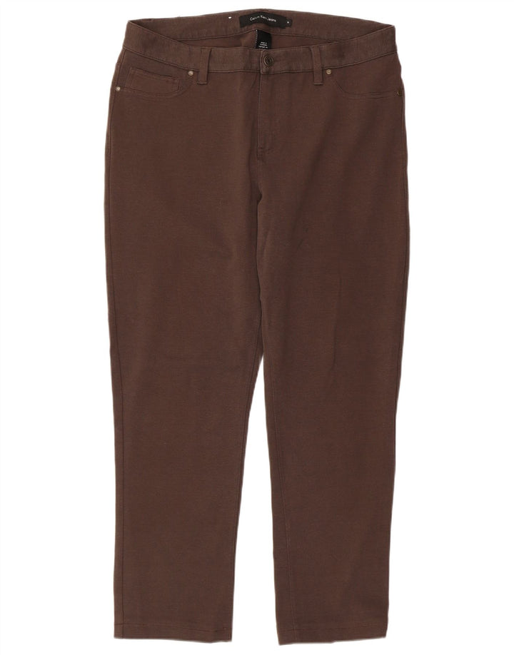 CALVIN KLEIN Lige fritidsbukser til kvinder US 14 XL W36 L27 Brun bomuld