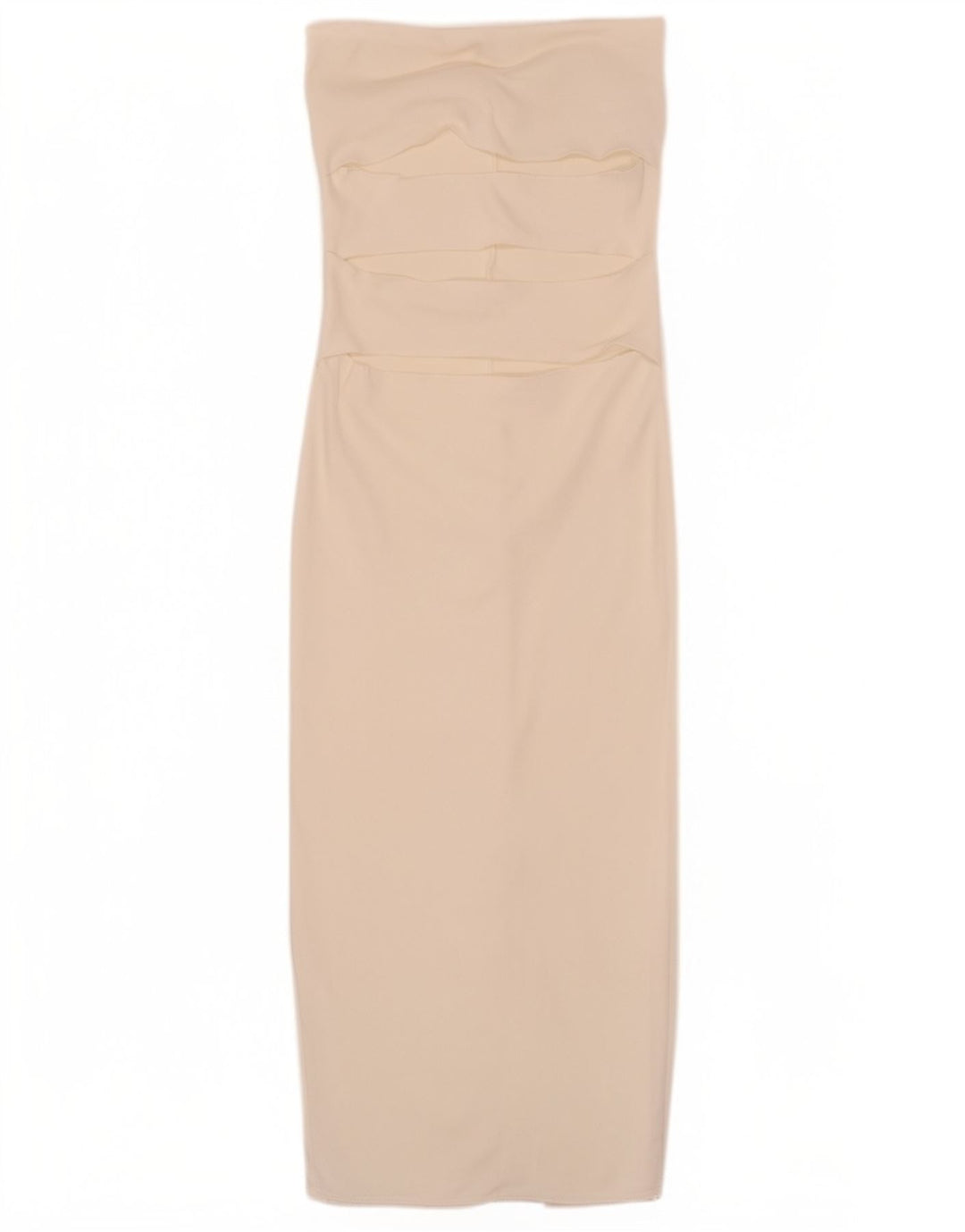 Zara Dame Stropløs Kjole UK 14 Medium White Viscose