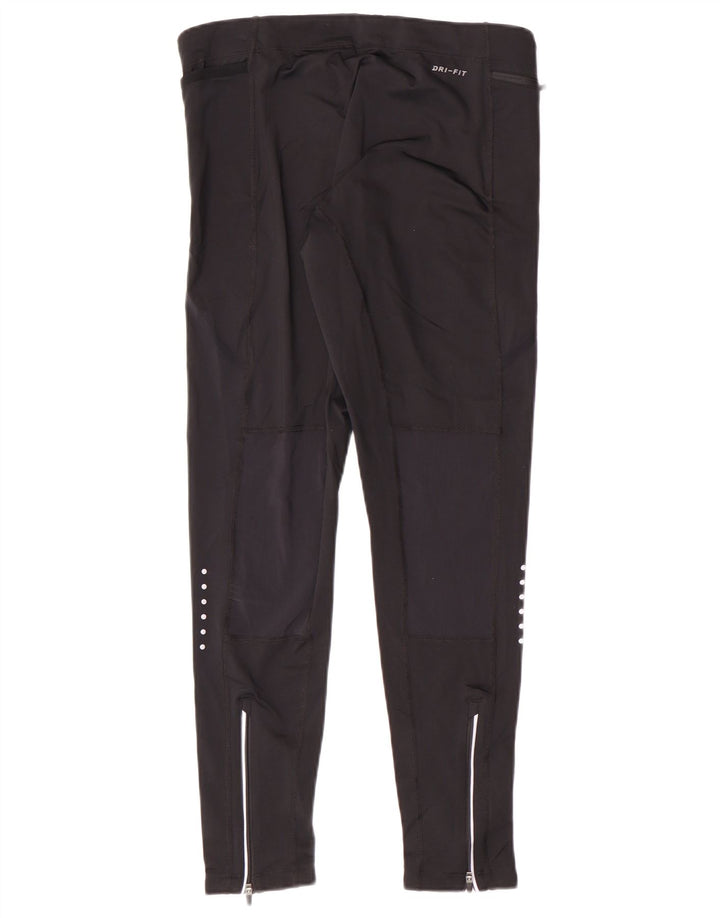 Nike Dame Dri Fit Leggings UK 12 Medium Sort Polyester