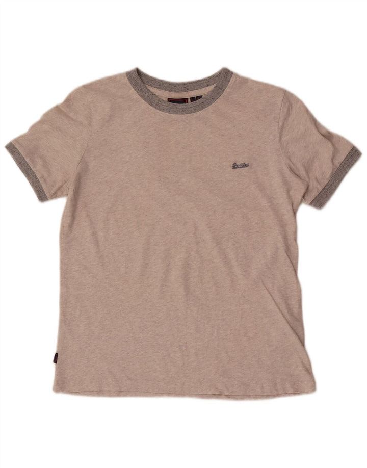 Superdry T-shirt top til kvinder UK 8 Lille grå bomuld