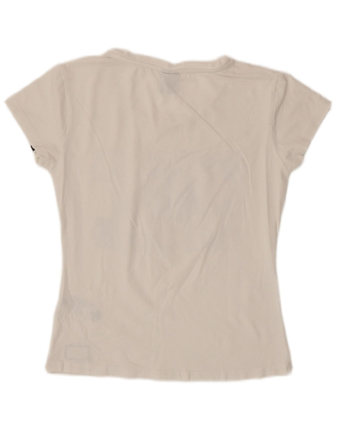 ERREA Womens Crop Graphic T-Shirt Top UK 12 Medium White Cotton