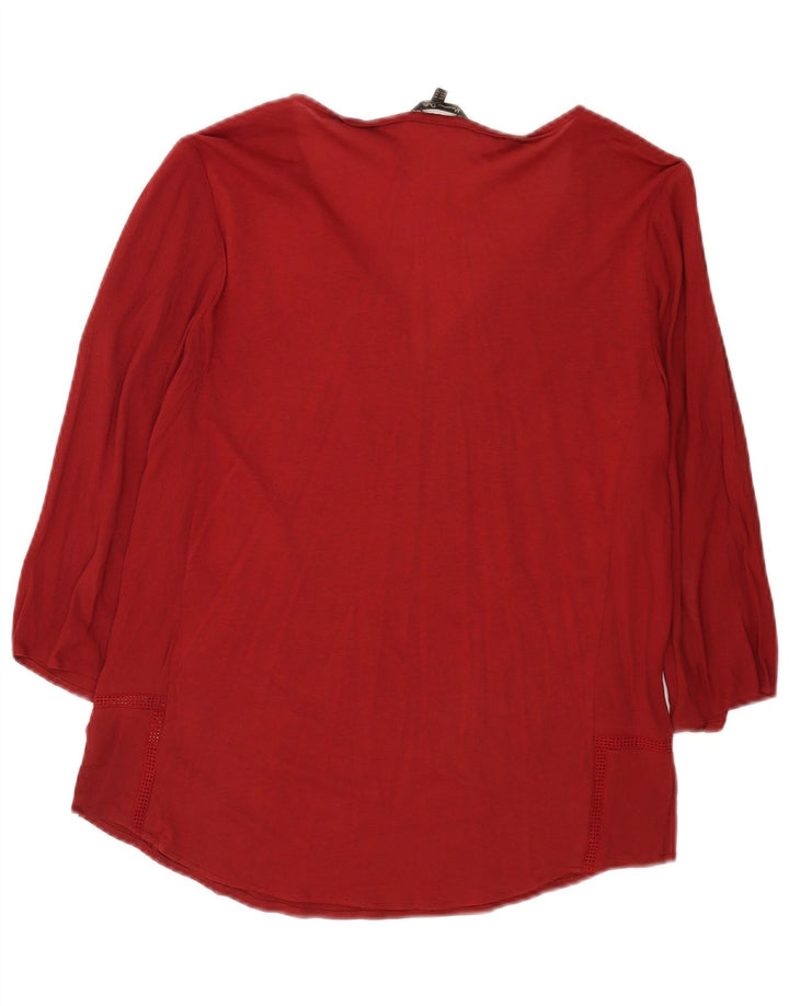 Massimo Dutti Dame 3/4-ærmet tunikatop UK 14 Medium Burgundy Viscose