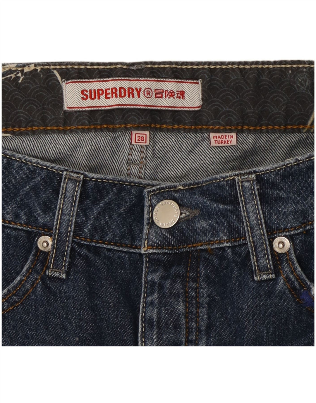 Superdry denimshorts til kvinder W28 Mellem marineblå bomuld
