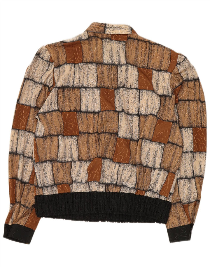 FRANKENWALDER Dame skjortebluse EU 42 Stor brun patchwork polyester