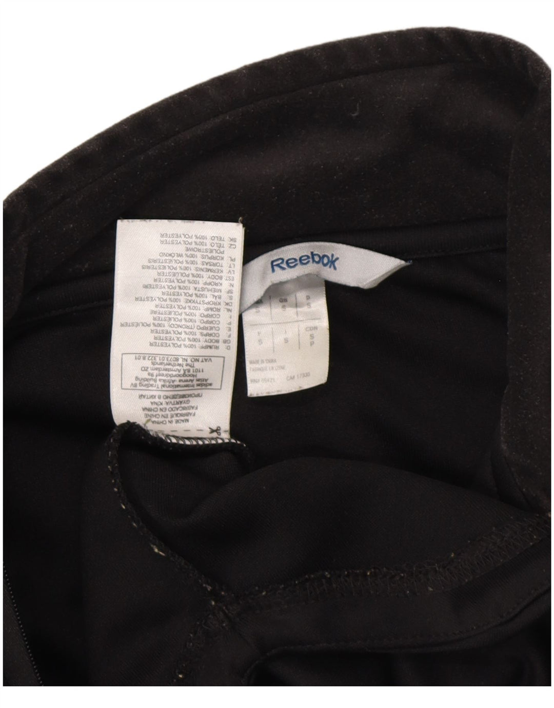 REEBOK Herre Grafisk Zip Neck Pullover Træningsdragt Top Lille sort Polyester