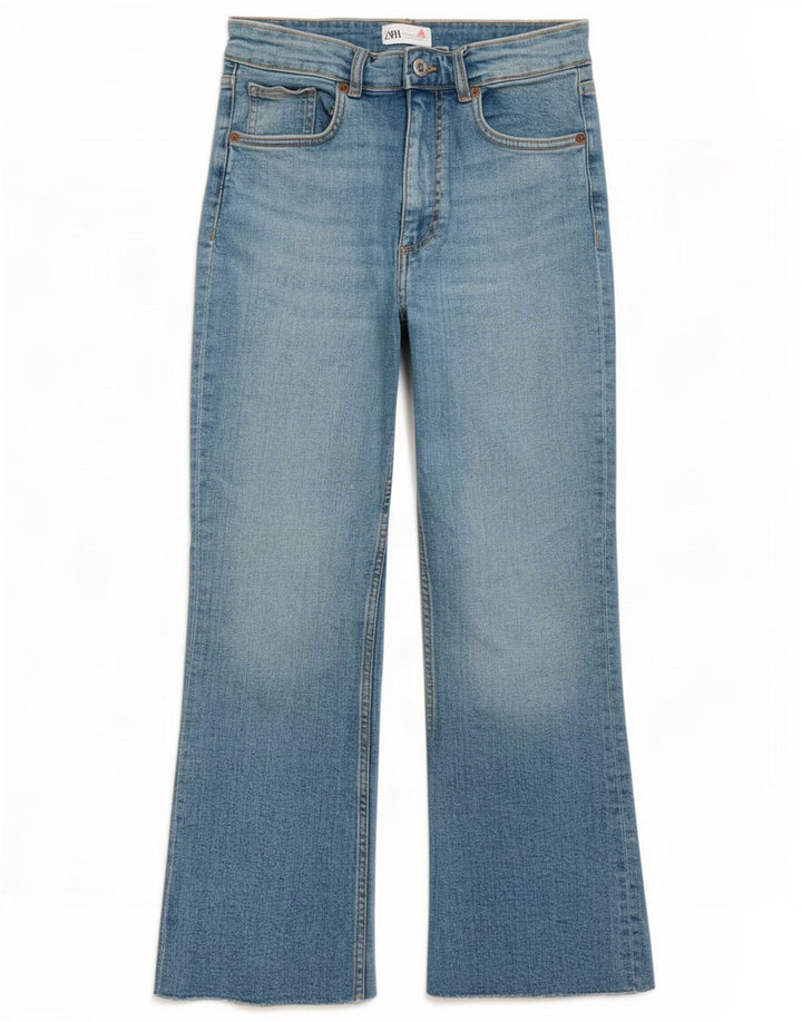 Zara Dame Flare Cropped Jeans EU 40 Medium W30 L24 Blå