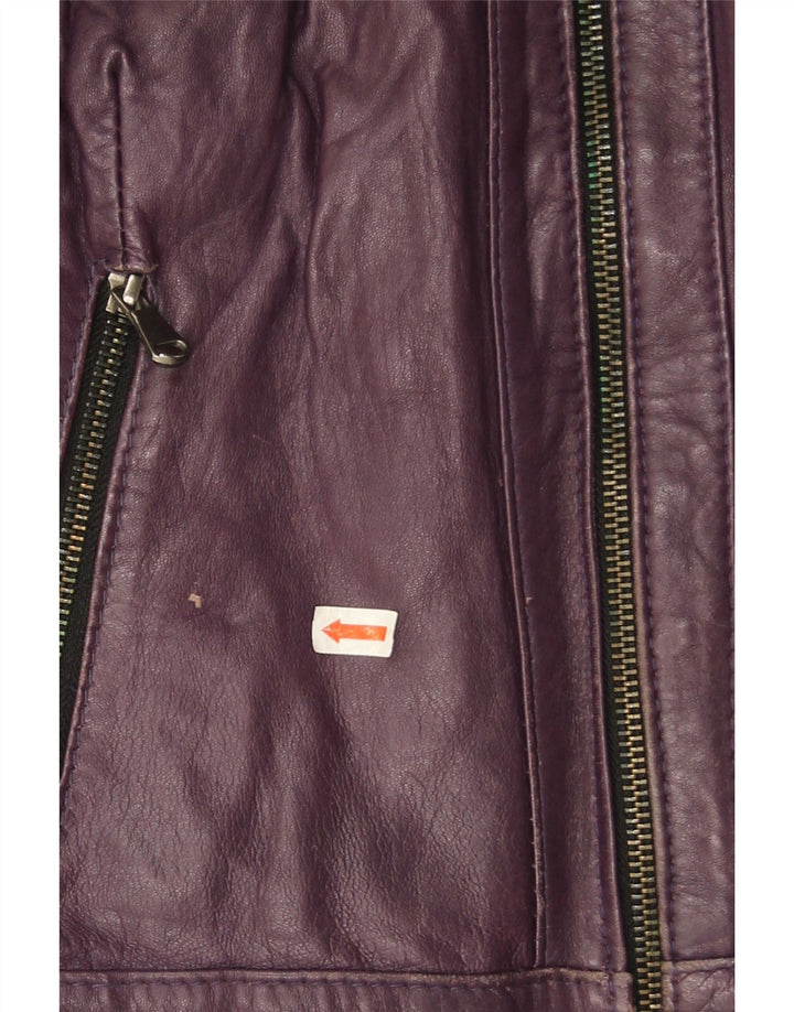 Rinascimento Womens Crop Læderjakke UK 14 Large Purple Læder