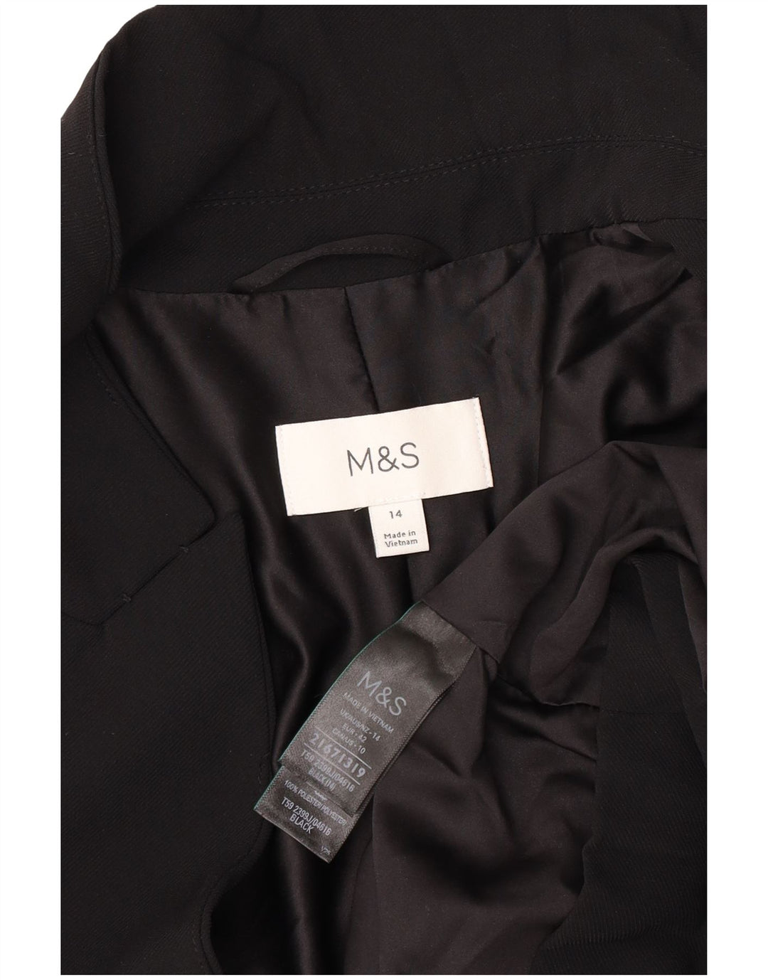 Marks & Spencer Womens Open Blazer Jacket UK 14 Large Black Polyester