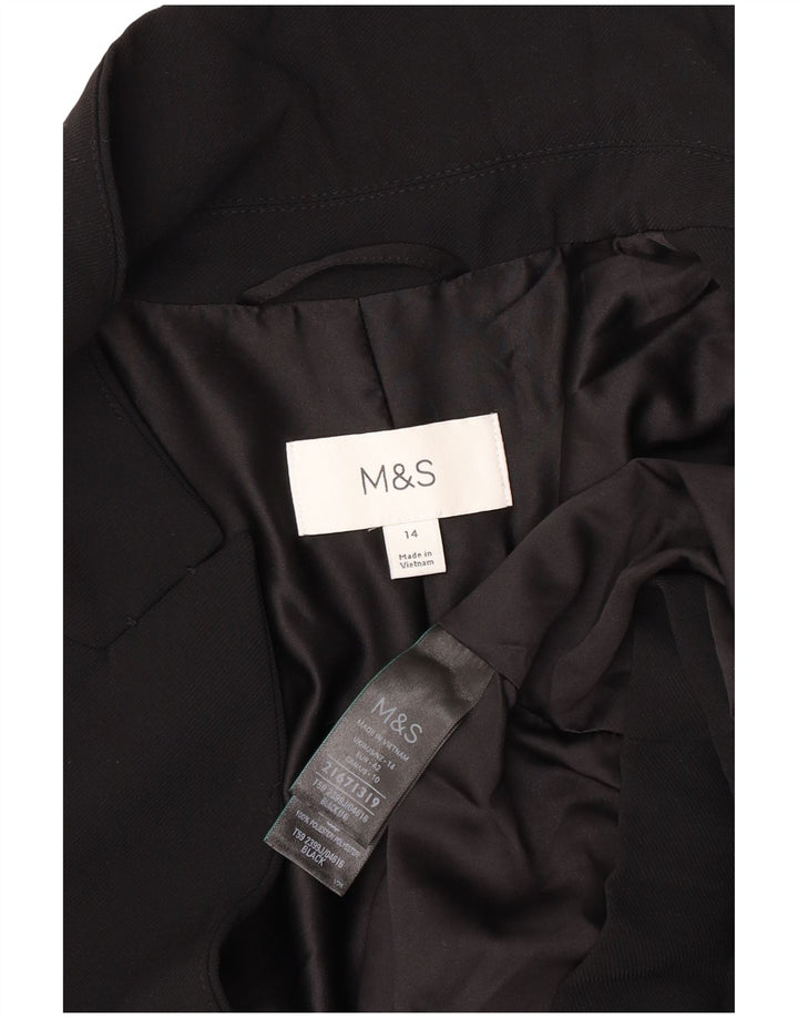 Marks & Spencer Womens Open Blazer Jacket UK 14 Large Black Polyester