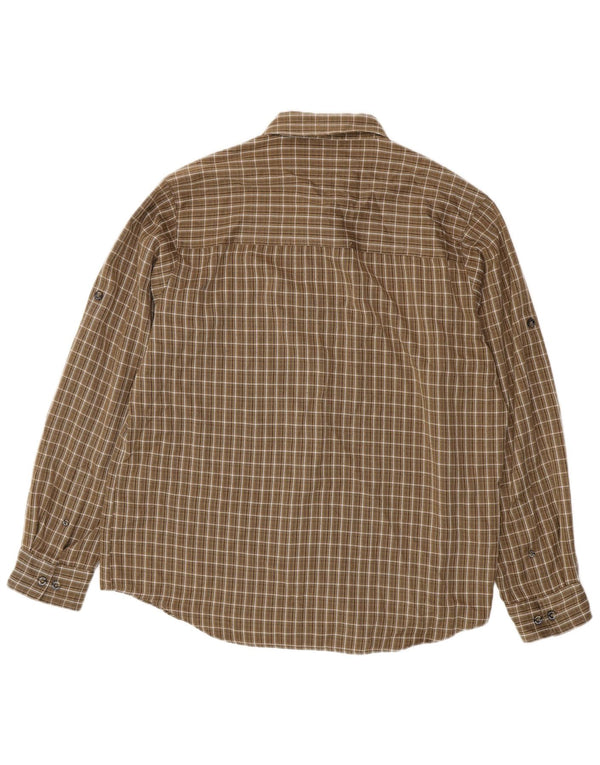 Jack Wolfskin Herre ternet flannelskjorte UK 40/42 Stor brun ternet