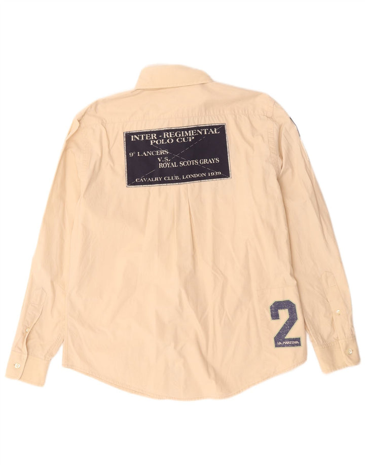 La Martina Herre grafisk skjorte Medium Beige Bomuld