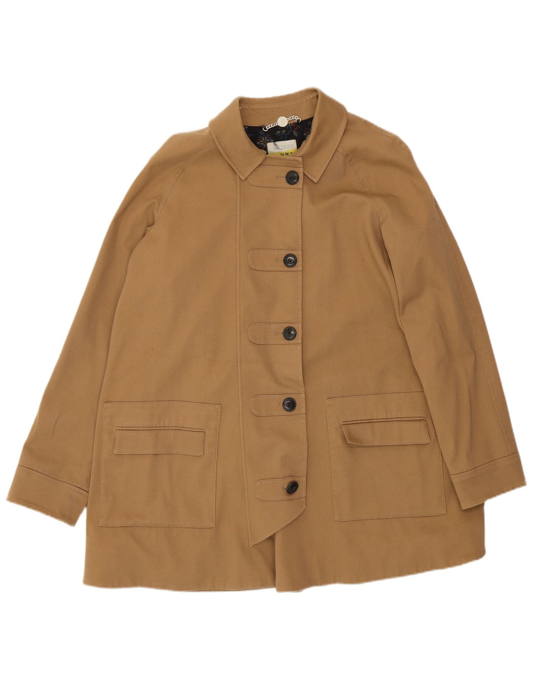 HOBBS Womens Overcoat UK 12 Medium  Beige Cotton