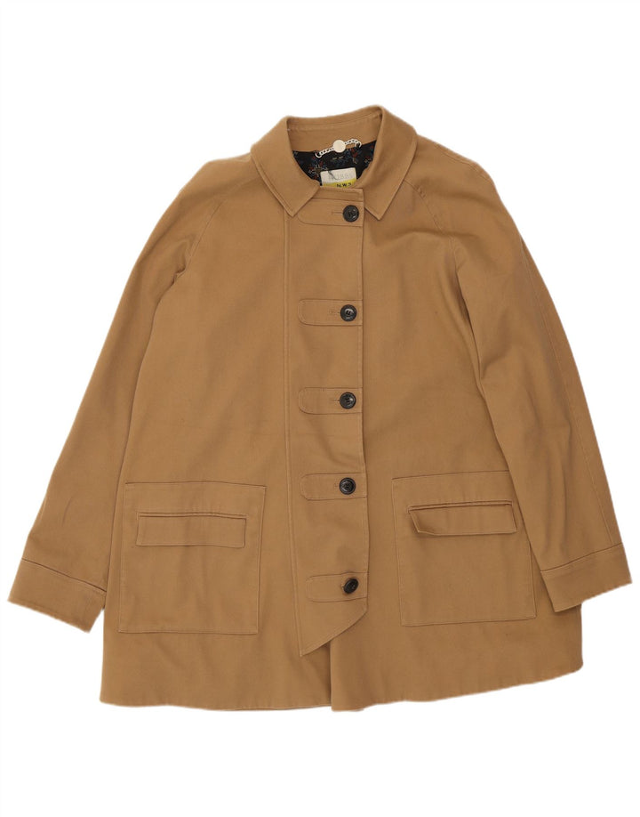 HOBBS Womens Overcoat UK 12 Medium  Beige Cotton
