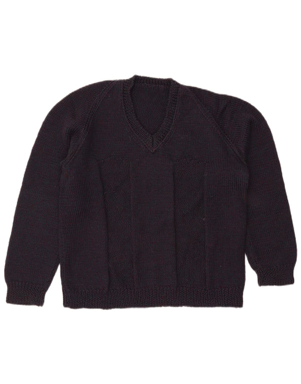 Vintage Dame V-hals sweater UK 16 Large Navy Blue