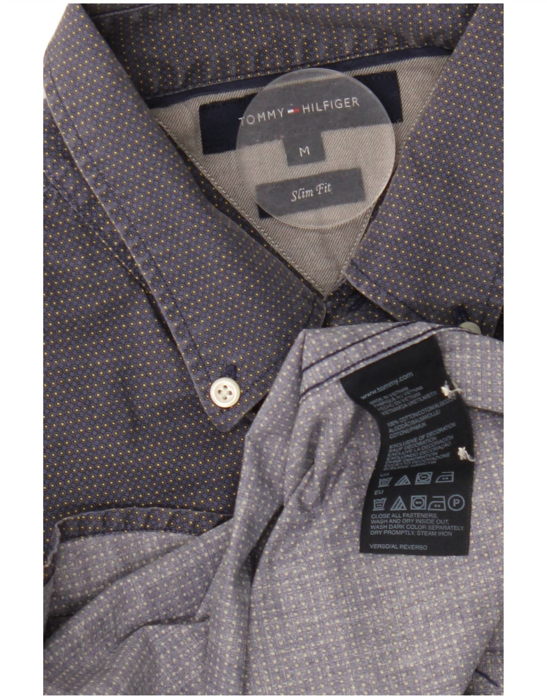 TOMMY HILFIGER Slim Fit skjorte til mænd, medium marineblå plettet bomuld