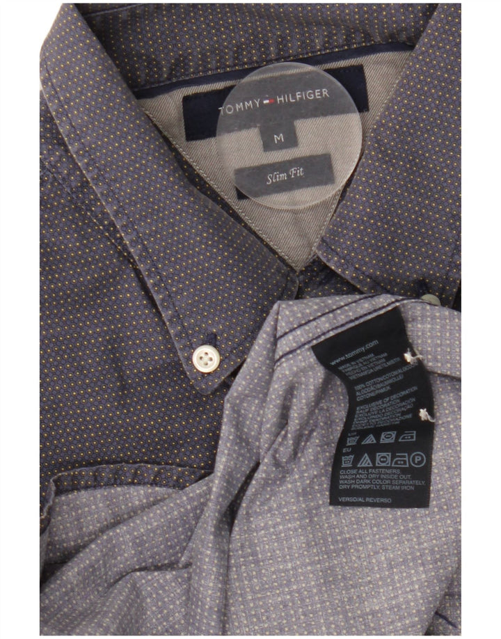 TOMMY HILFIGER Slim Fit skjorte til mænd, medium marineblå plettet bomuld