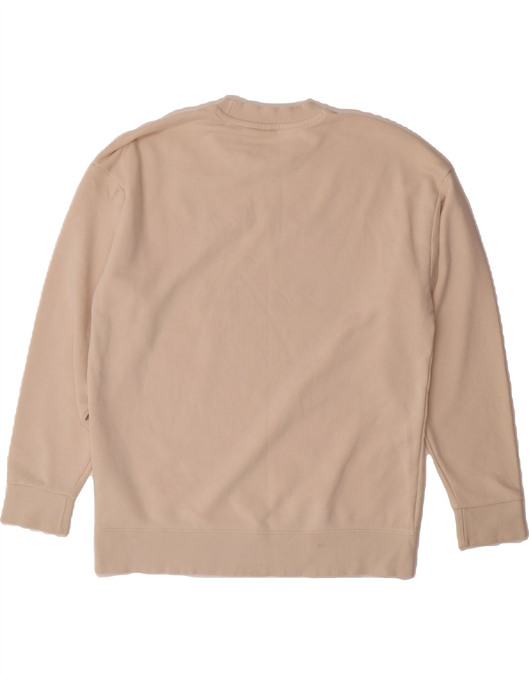 ADIDAS Womens Graphic Sweatshirt Jumper UK 12 Medium Beige Cotton Vintage Adidas and Second-Hand Adidas from Messina Hembry 