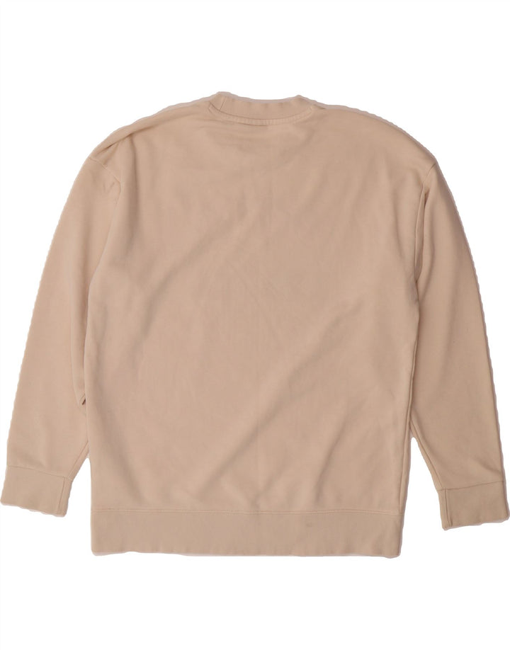 ADIDAS Womens Graphic Sweatshirt Jumper UK 12 Medium Beige Cotton Vintage Adidas and Second-Hand Adidas from Messina Hembry 