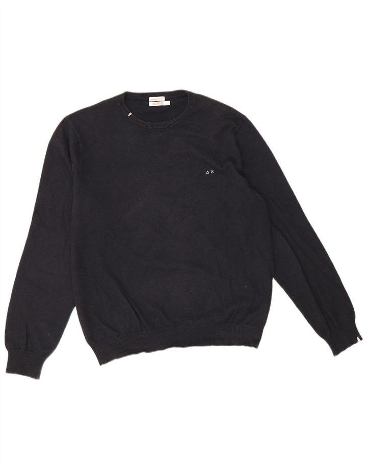 Sun68 Herre Crew Neck Jumper Sweater Stor sort bomuld