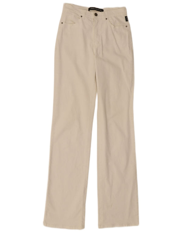 Versace Dame Bootcut Casual Bukser IT 40 Small W26 L33 Hvid Bomuld