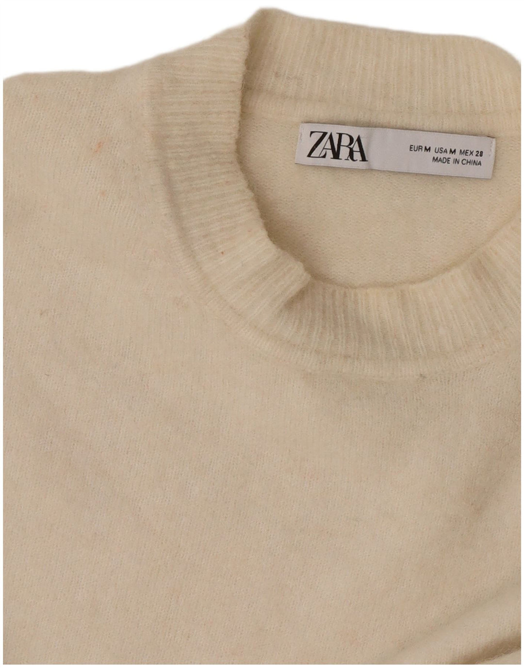 Zara Dame Oversized Crew Neck Jumper Sweater UK 14 Medium Off White