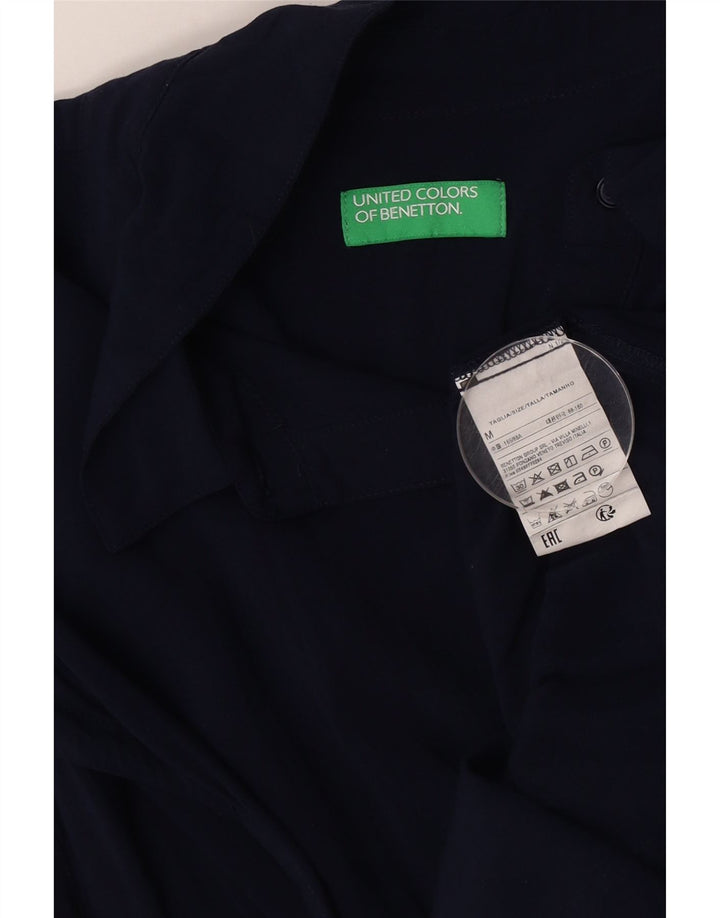 BENETTON Kortærmet oversized skjorte til kvinder UK 14 Medium Navy Blue