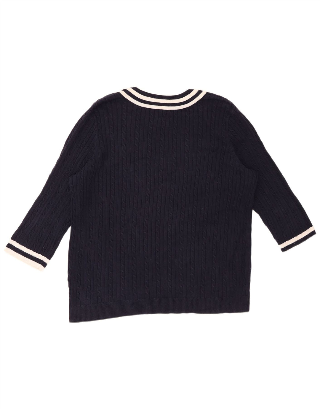 CHAPS Dame 3/4-ærmet V-hals sweater UK 20 2XL Marineblå Bomuld