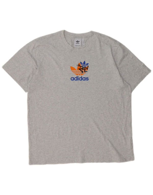 Adidas Herre grafisk T-shirt Top XL Grå Flecked Bomuld