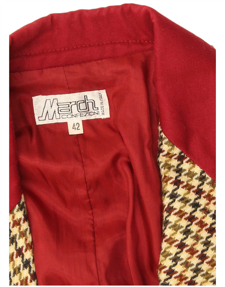 Vintage dame 2-knaps blazerjakke IT 42 Medium Beige Houndstooth